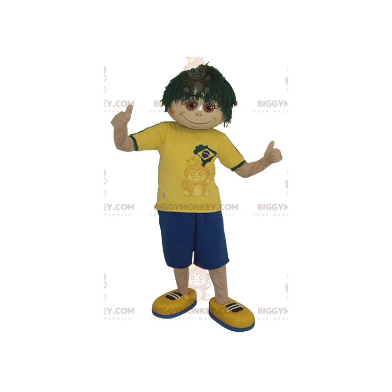 Costume da mascotte BIGGYMONKEY™ da ragazzo con parrucca verde