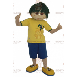 Costume da mascotte BIGGYMONKEY™ da ragazzo con parrucca verde