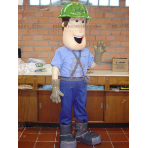 BIGGYMONKEY™ Carpenter Worker Mascot Costume with Hard Hat -