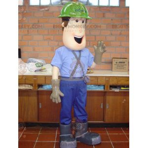 BIGGYMONKEY™ Carpenter Worker Mascot Costume with Hard Hat –
