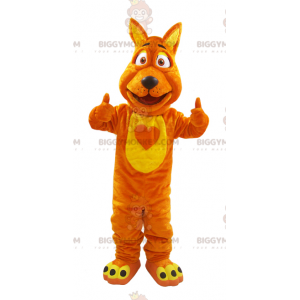 Traje de mascote de lobo BIGGYMONKEY™ macio e peludo laranja e