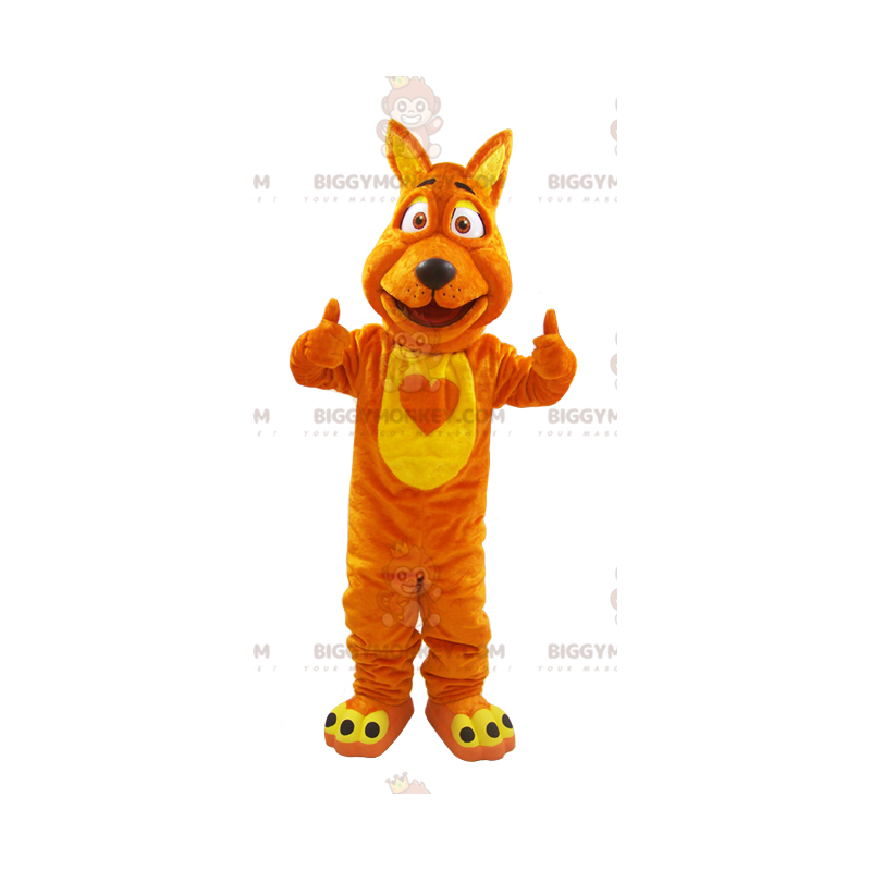 BIGGYMONKEY™ Disfraz de mascota lobo zorro naranja y amarillo