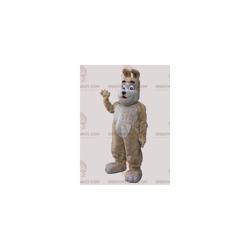 Soft and Cute Beige and Gray Dog BIGGYMONKEY™ Mascot Costume -