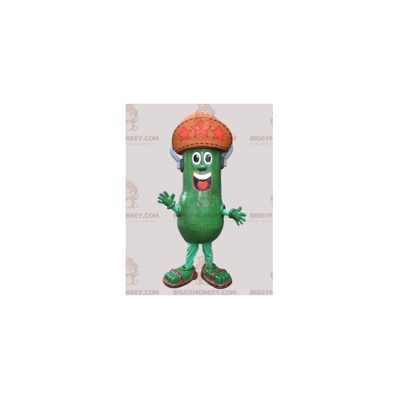 BIGGYMONKEY™ Giant Pickle Cucumber -maskottiasu hatulla -