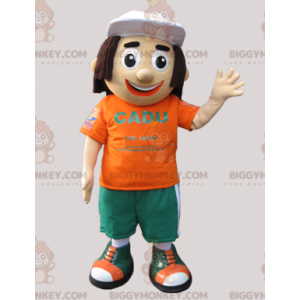 BIGGYMONKEY™ mascot costume of man with medium long hair.