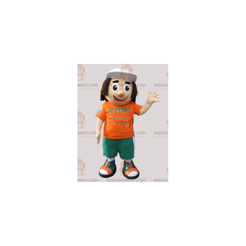 BIGGYMONKEY™ mascot costume of man with medium long hair.