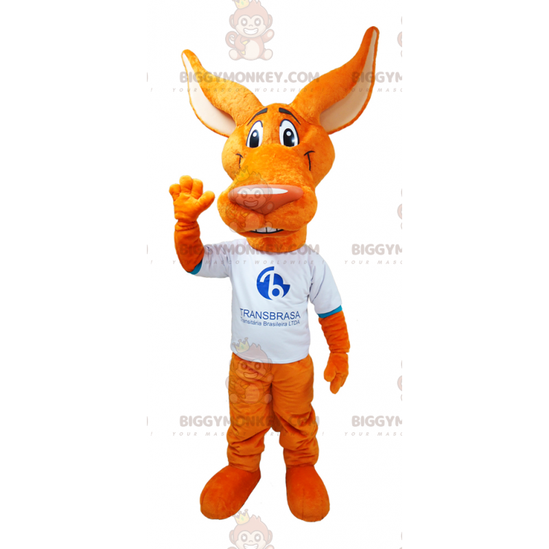 Traje de mascote BIGGYMONKEY™ Coiote Lobo Laranja com Orelhas