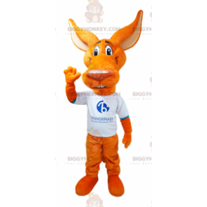 Traje de mascote BIGGYMONKEY™ Coiote Lobo Laranja com Orelhas