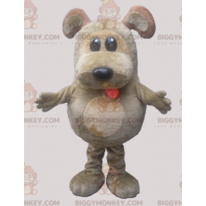 Costume de mascotte BIGGYMONKEY™ de chien gris et beige.