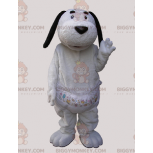 BIGGYMONKEY™ Mascot Costume White Dog with Black Ears –