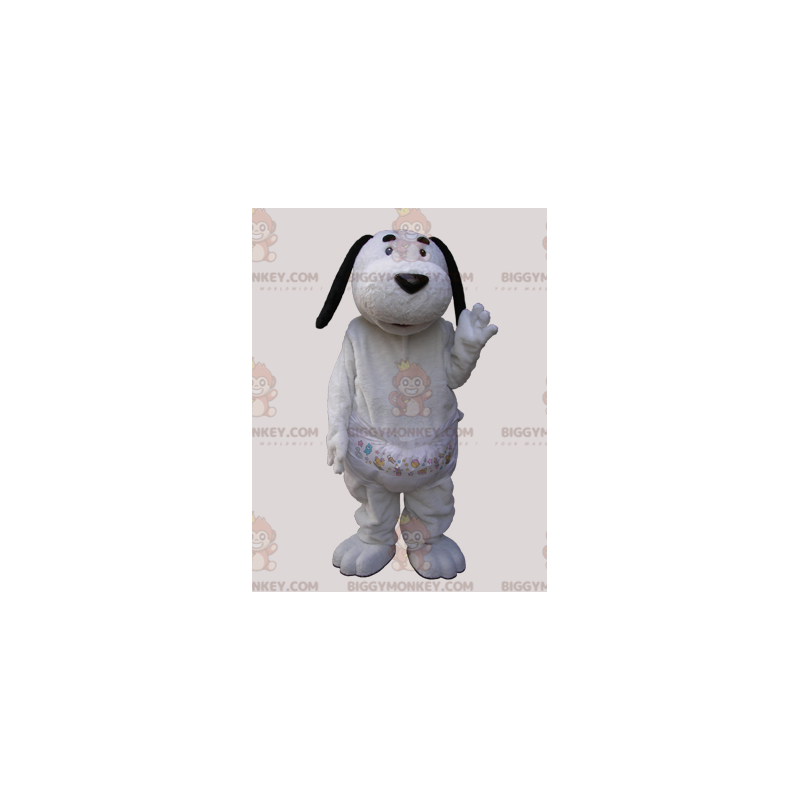 BIGGYMONKEY™ Mascot Costume White Dog with Black Ears -