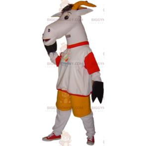 Grau-weißes BIGGYMONKEY™-Maskottchen-Kostüm für Zicklein.