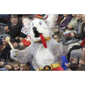 Costume de mascotte BIGGYMONKEY™ de chien de loup gris et blanc