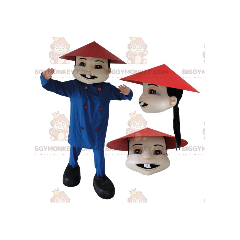 BIGGYMONKEY™ Costume da mascotte uomo cinese asiatico in abito