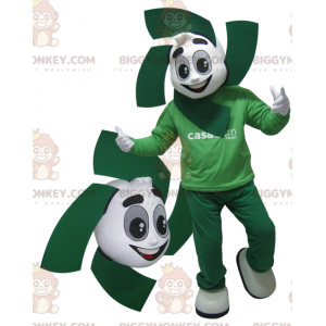 Costume de mascotte BIGGYMONKEY™ de bonhomme blanc et vert.