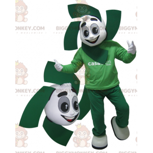 Costume mascotte BIGGYMONKEY™ pupazzo di neve bianco e verde.