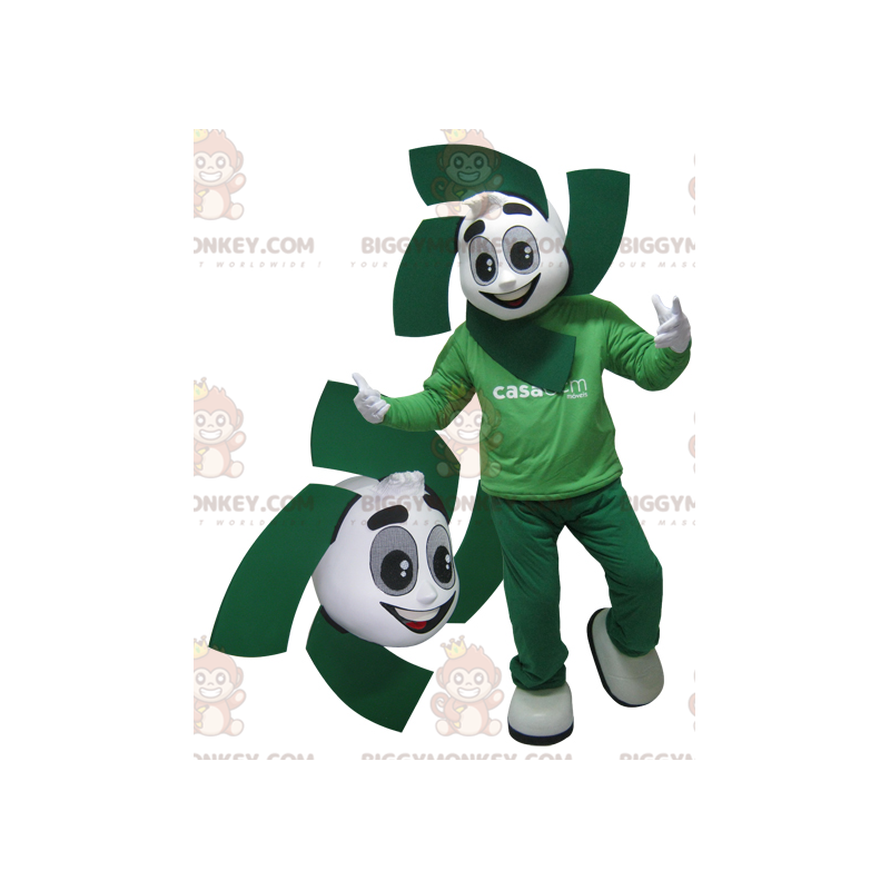 White and Green Snowman BIGGYMONKEY™ Mascot Costume. Eco