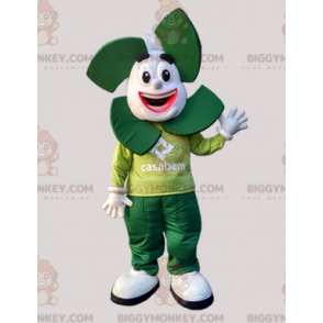 Traje de mascote de boneco de neve branco e verde BIGGYMONKEY™.