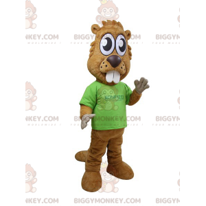 BIGGYMONKEY™ Maskottchen-Kostüm Brauner Biber mit großen Zähnen