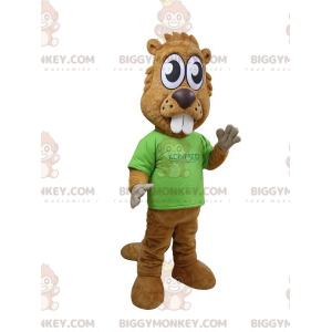 Traje de mascote BIGGYMONKEY™ Castor marrom com dentes grandes