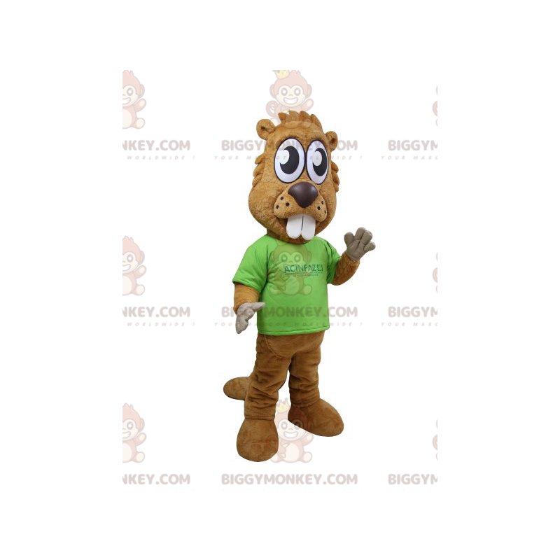 BIGGYMONKEY™ Costume da mascotte Castoro marrone con denti