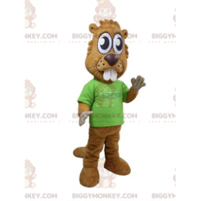 BIGGYMONKEY™ Costume da mascotte Castoro marrone con denti