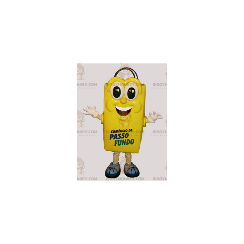 Costume de mascotte BIGGYMONKEY™ de sac commercial jaune géant