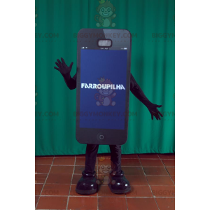 Costume de mascotte BIGGYMONKEY™ de smartphone noir géant.