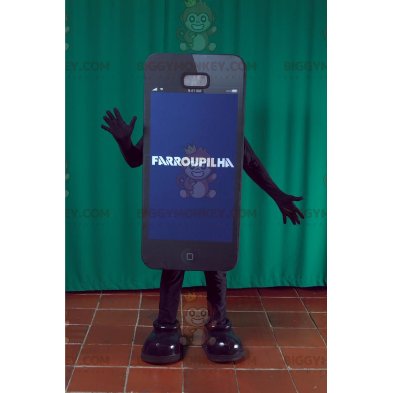 Traje de mascote gigante preto para smartphone BIGGYMONKEY™.