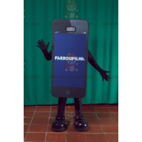 Costume de mascotte BIGGYMONKEY™ de smartphone noir géant.