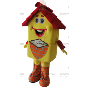 Traje de mascote BIGGYMONKEY™ da casa amarela e vermelha muito