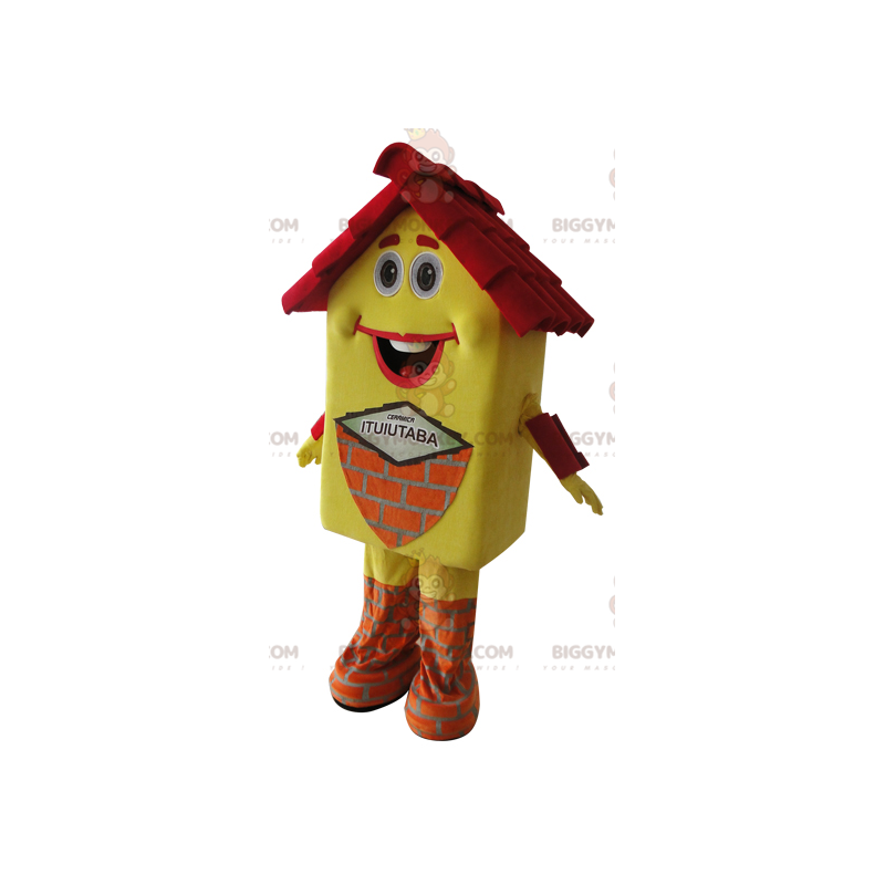 Very Smiling Yellow and Red House BIGGYMONKEY™ Mascot Costume –