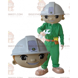 Costume da mascotte uomo lavoratore BIGGYMONKEY™ con casco e