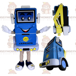 Traje de mascote azul e amarelo da empilhadeira BIGGYMONKEY™ –