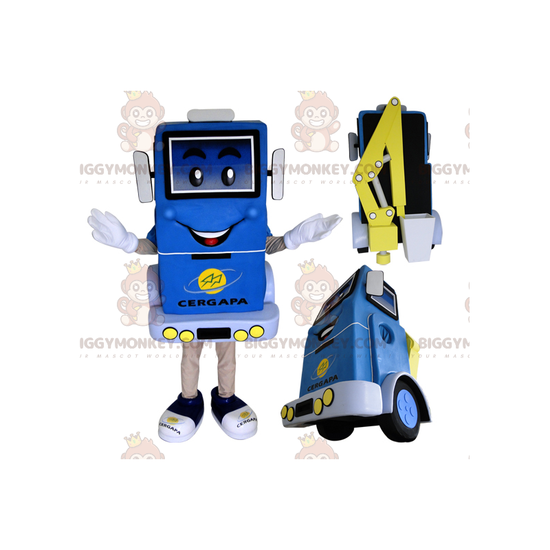 Costume de mascotte BIGGYMONKEY™ de camion monte-charge bleu et