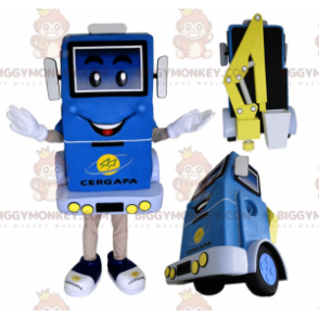 Blauw en geel heftruck BIGGYMONKEY™ mascottekostuum -
