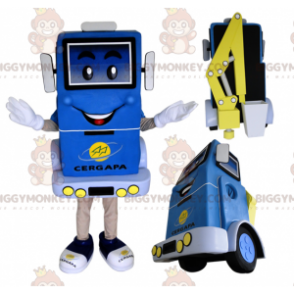 Costume da mascotte BIGGYMONKEY™ per carrello elevatore blu e