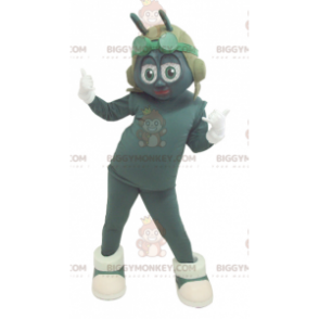 Traje de mascote BIGGYMONKEY™ verde e branco com capacete de
