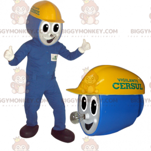 Traje Azul Eletricista BIGGYMONKEY™ Traje de Mascote –