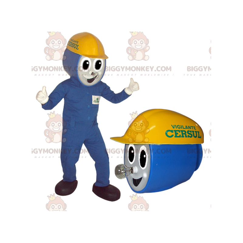Blue Outfit Worker Elektricien BIGGYMONKEY™ Mascottekostuum -