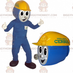 Blue Outfit Worker Electrician BIGGYMONKEY™ Mascot Costume –