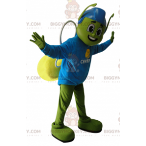 Traje de mascote BIGGYMONKEY™ de inseto verde e amarelo com