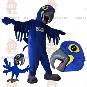 Blauw en gele papegaai BIGGYMONKEY™ mascottekostuum. Vogel