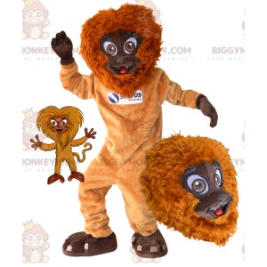 Sjovt lodnet orange og brun abe BIGGYMONKEY™ maskotkostume -
