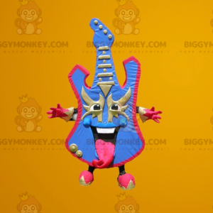 Sinisen ja pinkin värikäs sähkökitaran BIGGYMONKEY™ maskottiasu
