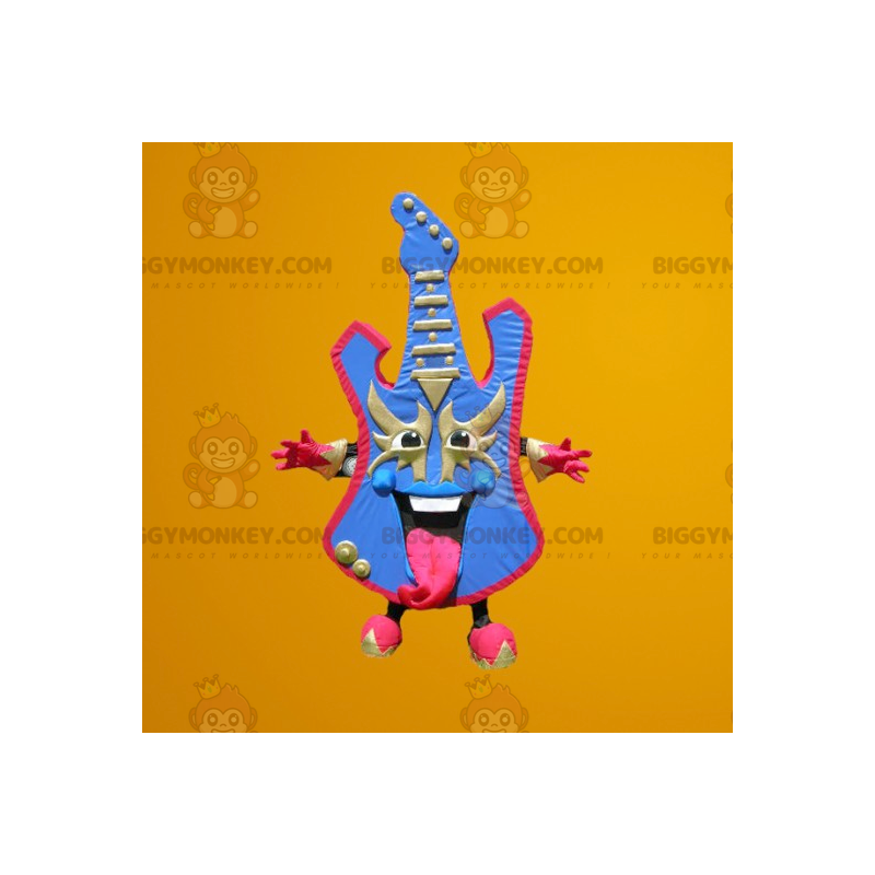 Blue and Pink Colorful Electric Guitar BIGGYMONKEY™ Mascot