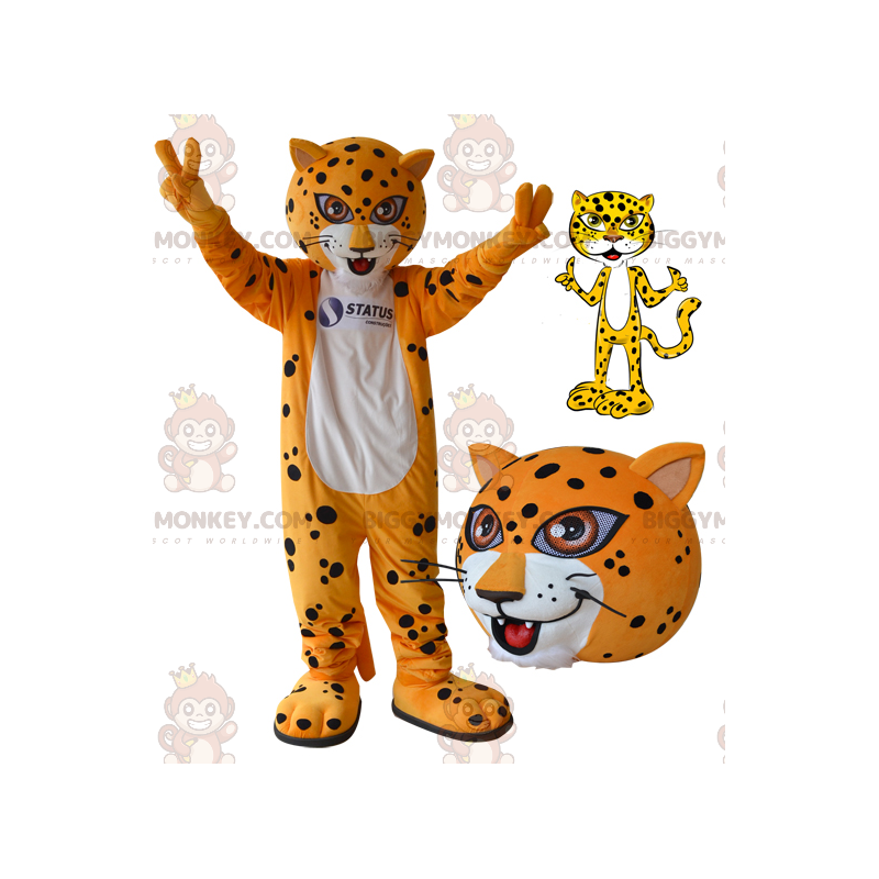 Kostium maskotka pomarańczowy biało-czarny tygrys lampart