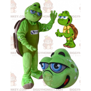 BIGGYMONKEY™ Blue Eyes Green Brown Turtle Mascot Kostuum -