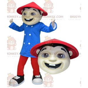 Costume de mascotte BIGGYMONKEY™ d'homme asiatique habillé en