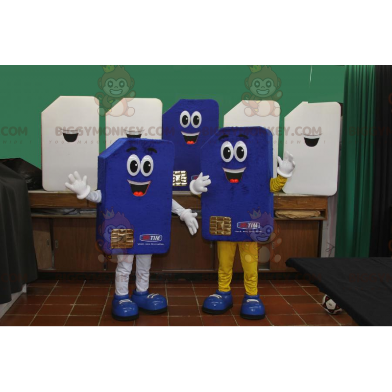 2 mascotes gigantes sorridentes do cartão SIM do BIGGYMONKEY™ –